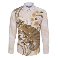 Brown And White Hawaii Chameleon Family Matching Tank Maxi Dress and Hawaiian Shirt Plumeria Polynesian Tribal Art