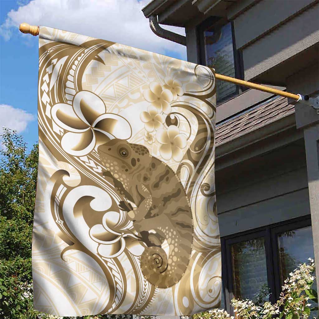 Brown And White Hawaii Chameleon Garden Flag Plumeria Polynesian Tribal Art LT14 - Polynesian Pride