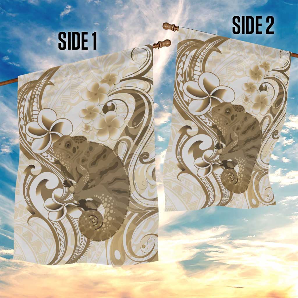 Brown And White Hawaii Chameleon Garden Flag Plumeria Polynesian Tribal Art LT14 - Polynesian Pride