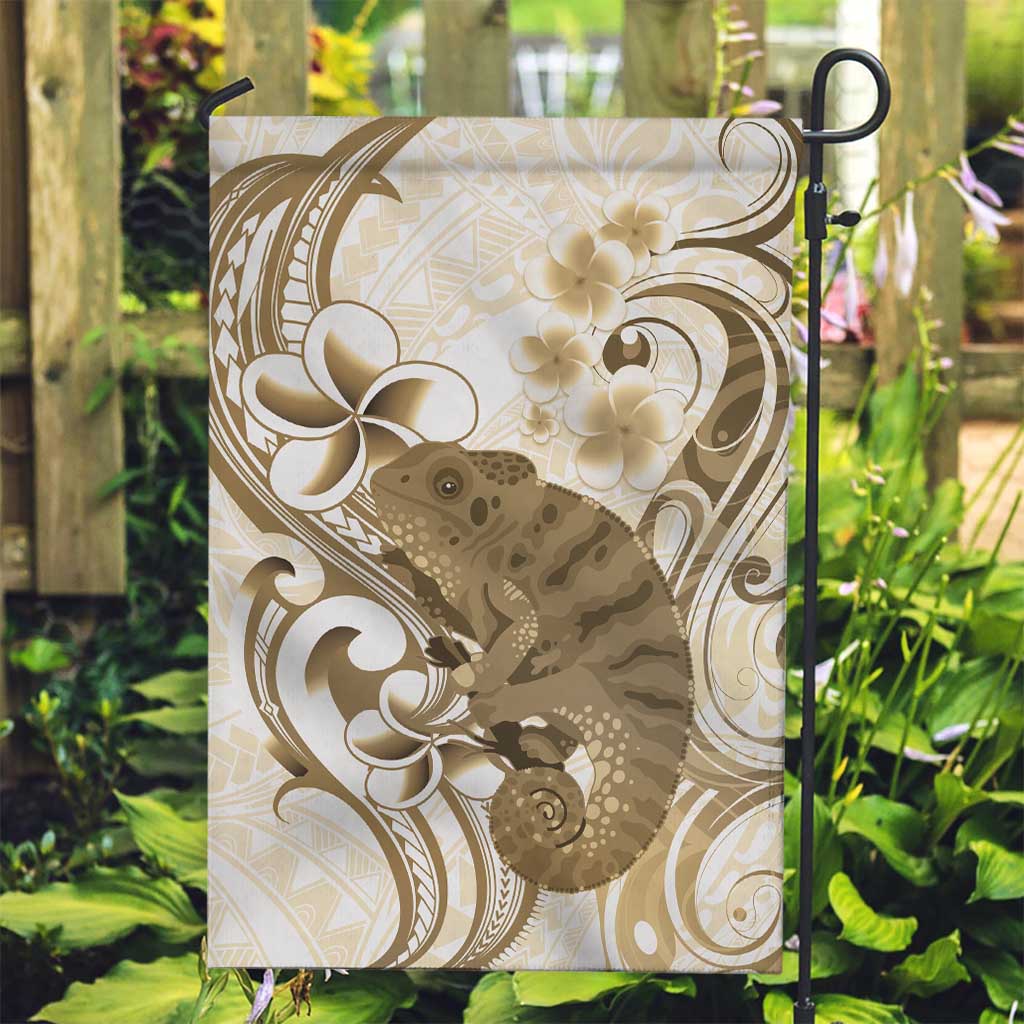 Brown And White Hawaii Chameleon Garden Flag Plumeria Polynesian Tribal Art LT14 Garden Flag Brown - Polynesian Pride