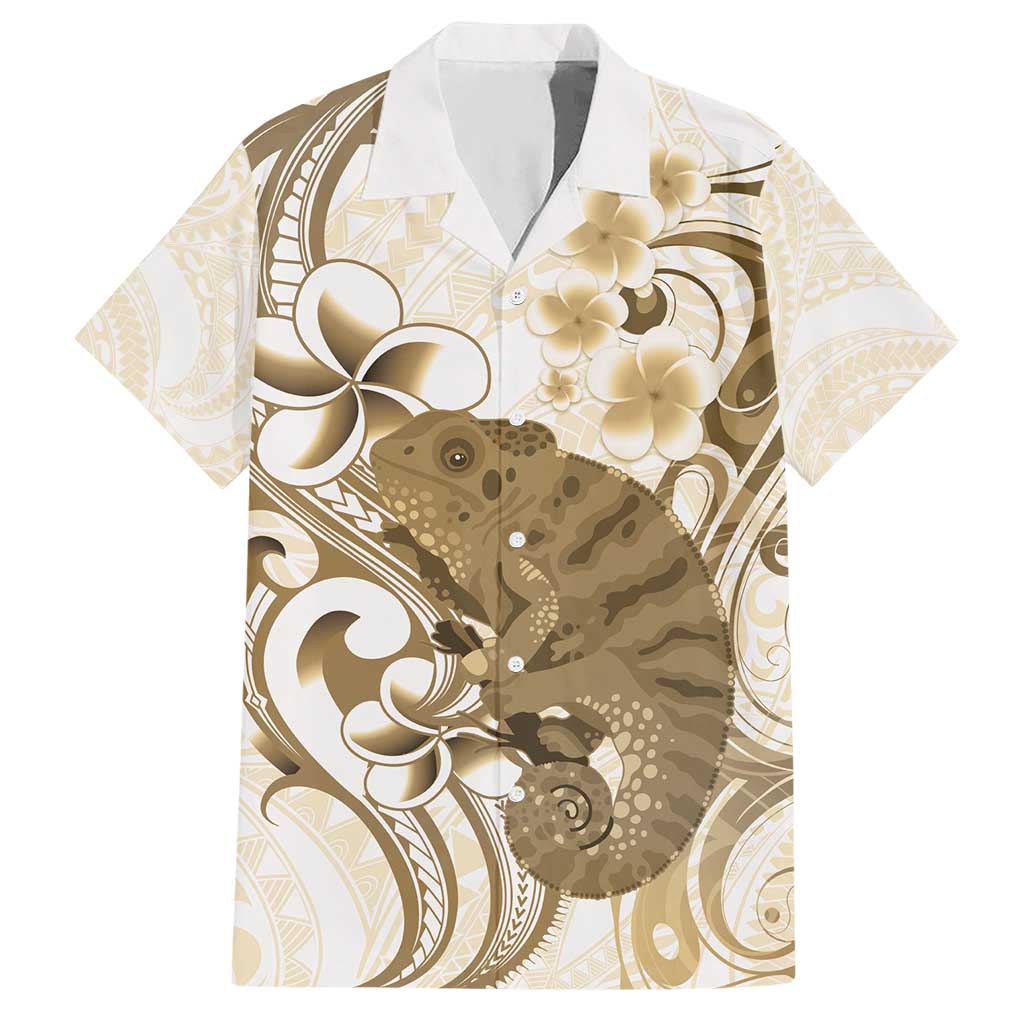 Brown And White Hawaii Chameleon Hawaiian Shirt Plumeria Polynesian Tribal Art LT14 Brown - Polynesian Pride