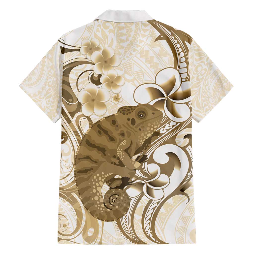 Brown And White Hawaii Chameleon Hawaiian Shirt Plumeria Polynesian Tribal Art LT14 - Polynesian Pride
