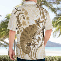 Brown And White Hawaii Chameleon Hawaiian Shirt Plumeria Polynesian Tribal Art LT14 - Polynesian Pride