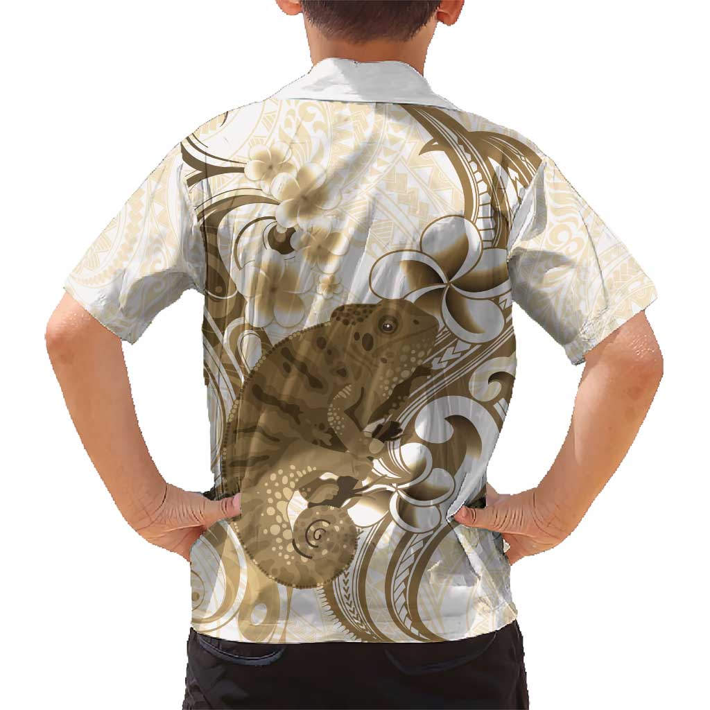 Brown And White Hawaii Chameleon Hawaiian Shirt Plumeria Polynesian Tribal Art LT14 - Polynesian Pride