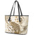 Brown And White Hawaii Chameleon Leather Tote Bag Plumeria Polynesian Tribal Art