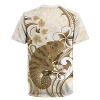 Brown And White Hawaii Chameleon Rugby Jersey Plumeria Polynesian Tribal Art LT14 - Polynesian Pride