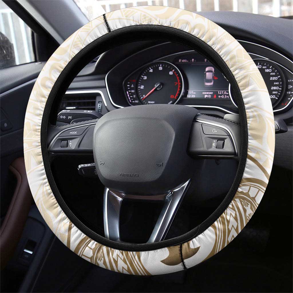 Brown And White Hawaii Chameleon Steering Wheel Cover Plumeria Polynesian Tribal Art LT14 - Polynesian Pride