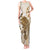 Brown And White Hawaii Chameleon Tank Maxi Dress Plumeria Polynesian Tribal Art