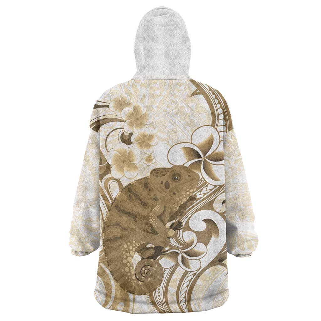 Brown And White Hawaii Chameleon Wearable Blanket Hoodie Plumeria Polynesian Tribal Art LT14 - Polynesian Pride
