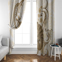 Brown And White Hawaii Chameleon Window Curtain Plumeria Polynesian Tribal Art LT14 - Polynesian Pride