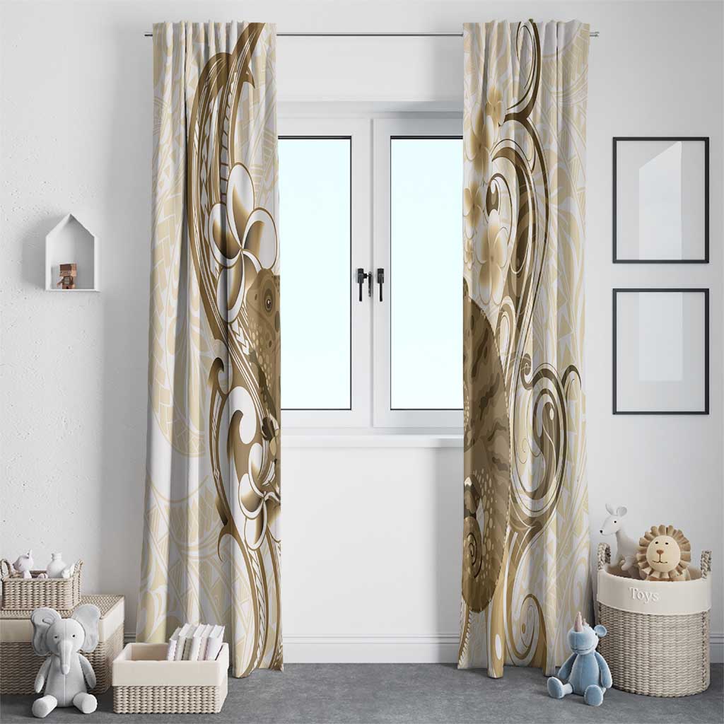 Brown And White Hawaii Chameleon Window Curtain Plumeria Polynesian Tribal Art LT14 - Polynesian Pride