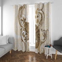 Brown And White Hawaii Chameleon Window Curtain Plumeria Polynesian Tribal Art LT14 With Grommets Brown - Polynesian Pride