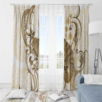 Brown And White Hawaii Chameleon Window Curtain Plumeria Polynesian Tribal Art LT14 - Polynesian Pride