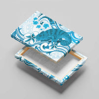 Cyan And White Hawaii Chameleon Canvas Wall Art Plumeria Polynesian Tribal Art LT14 - Polynesian Pride