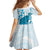 Cyan And White Hawaii Chameleon Family Matching Long Sleeve Bodycon Dress and Hawaiian Shirt Plumeria Polynesian Tribal Art