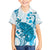 Cyan And White Hawaii Chameleon Family Matching Long Sleeve Bodycon Dress and Hawaiian Shirt Plumeria Polynesian Tribal Art