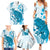 Cyan And White Hawaii Chameleon Family Matching Summer Maxi Dress and Hawaiian Shirt Plumeria Polynesian Tribal Art