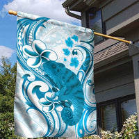 Cyan And White Hawaii Chameleon Garden Flag Plumeria Polynesian Tribal Art LT14 - Polynesian Pride