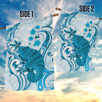 Cyan And White Hawaii Chameleon Garden Flag Plumeria Polynesian Tribal Art LT14 - Polynesian Pride