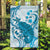 Cyan And White Hawaii Chameleon Garden Flag Plumeria Polynesian Tribal Art