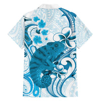 Cyan And White Hawaii Chameleon Hawaiian Shirt Plumeria Polynesian Tribal Art LT14 - Polynesian Pride