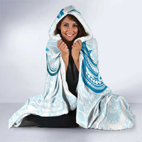 Cyan And White Hawaii Chameleon Hooded Blanket Plumeria Polynesian Tribal Art LT14 - Polynesian Pride