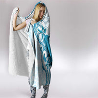 Cyan And White Hawaii Chameleon Hooded Blanket Plumeria Polynesian Tribal Art LT14 - Polynesian Pride