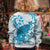 Cyan And White Hawaii Chameleon Kid Ugly Christmas Sweater Plumeria Polynesian Tribal Art