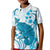 Cyan And White Hawaii Chameleon Kid Polo Shirt Plumeria Polynesian Tribal Art