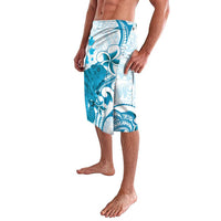 Cyan And White Hawaii Chameleon Lavalava Plumeria Polynesian Tribal Art LT14 - Polynesian Pride