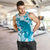 Cyan And White Hawaii Chameleon Men Tank Top Plumeria Polynesian Tribal Art