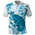 Cyan And White Hawaii Chameleon Polo Shirt Plumeria Polynesian Tribal Art