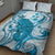 Cyan And White Hawaii Chameleon Quilt Bed Set Plumeria Polynesian Tribal Art