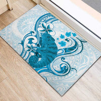 Cyan And White Hawaii Chameleon Rubber Doormat Plumeria Polynesian Tribal Art LT14 - Polynesian Pride