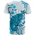 Cyan And White Hawaii Chameleon T Shirt Plumeria Polynesian Tribal Art