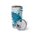 Cyan And White Hawaii Chameleon Tumbler Cup Plumeria Polynesian Tribal Art