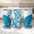 Cyan And White Hawaii Chameleon Tumbler Cup Plumeria Polynesian Tribal Art