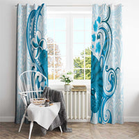 Cyan And White Hawaii Chameleon Window Curtain Plumeria Polynesian Tribal Art LT14 - Polynesian Pride