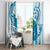 Cyan And White Hawaii Chameleon Window Curtain Plumeria Polynesian Tribal Art