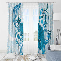 Cyan And White Hawaii Chameleon Window Curtain Plumeria Polynesian Tribal Art LT14 - Polynesian Pride