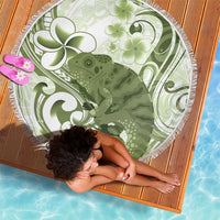 Green And White Hawaii Chameleon Beach Blanket Plumeria Polynesian Tribal Art LT14 - Polynesian Pride