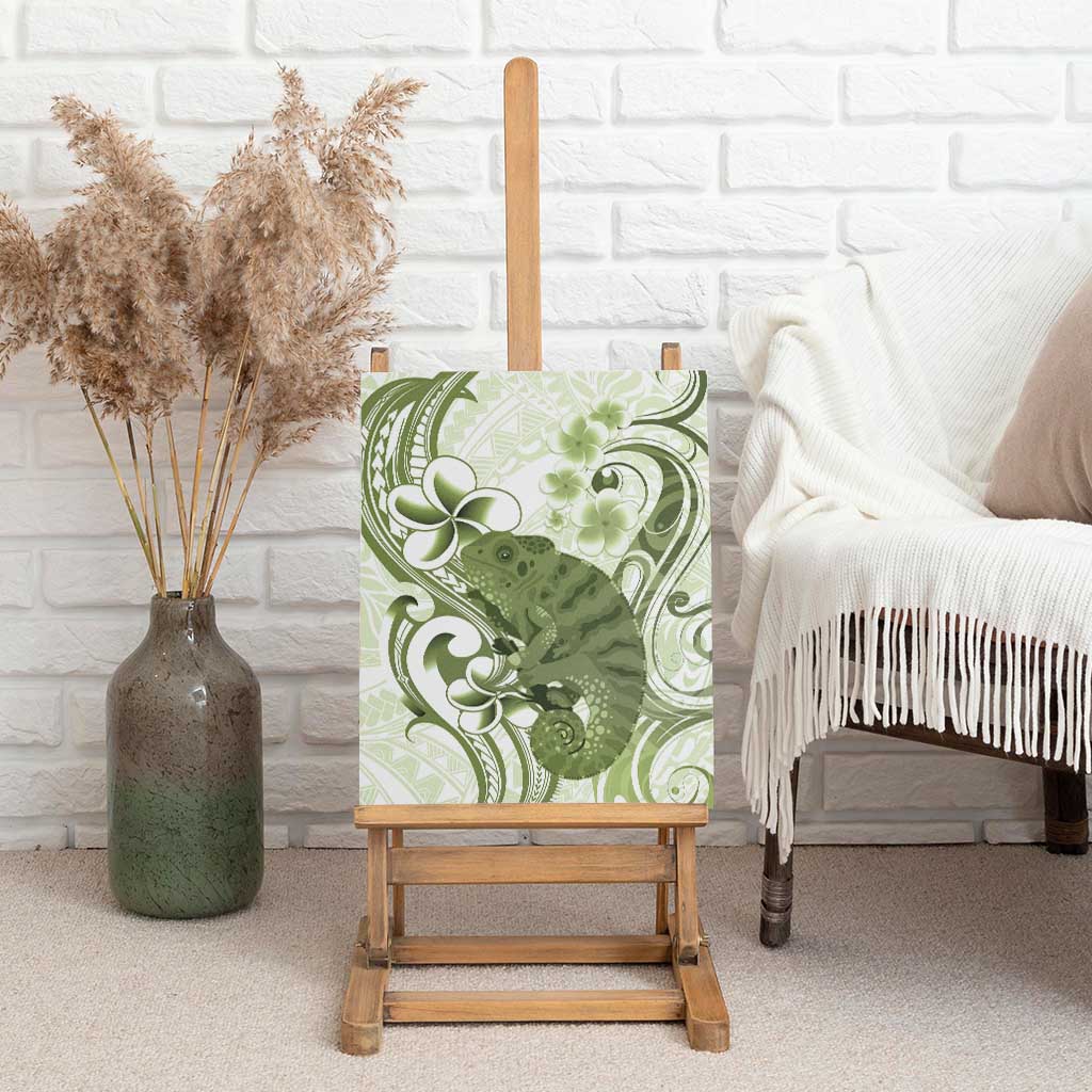 Green And White Hawaii Chameleon Canvas Wall Art Plumeria Polynesian Tribal Art LT14 - Polynesian Pride