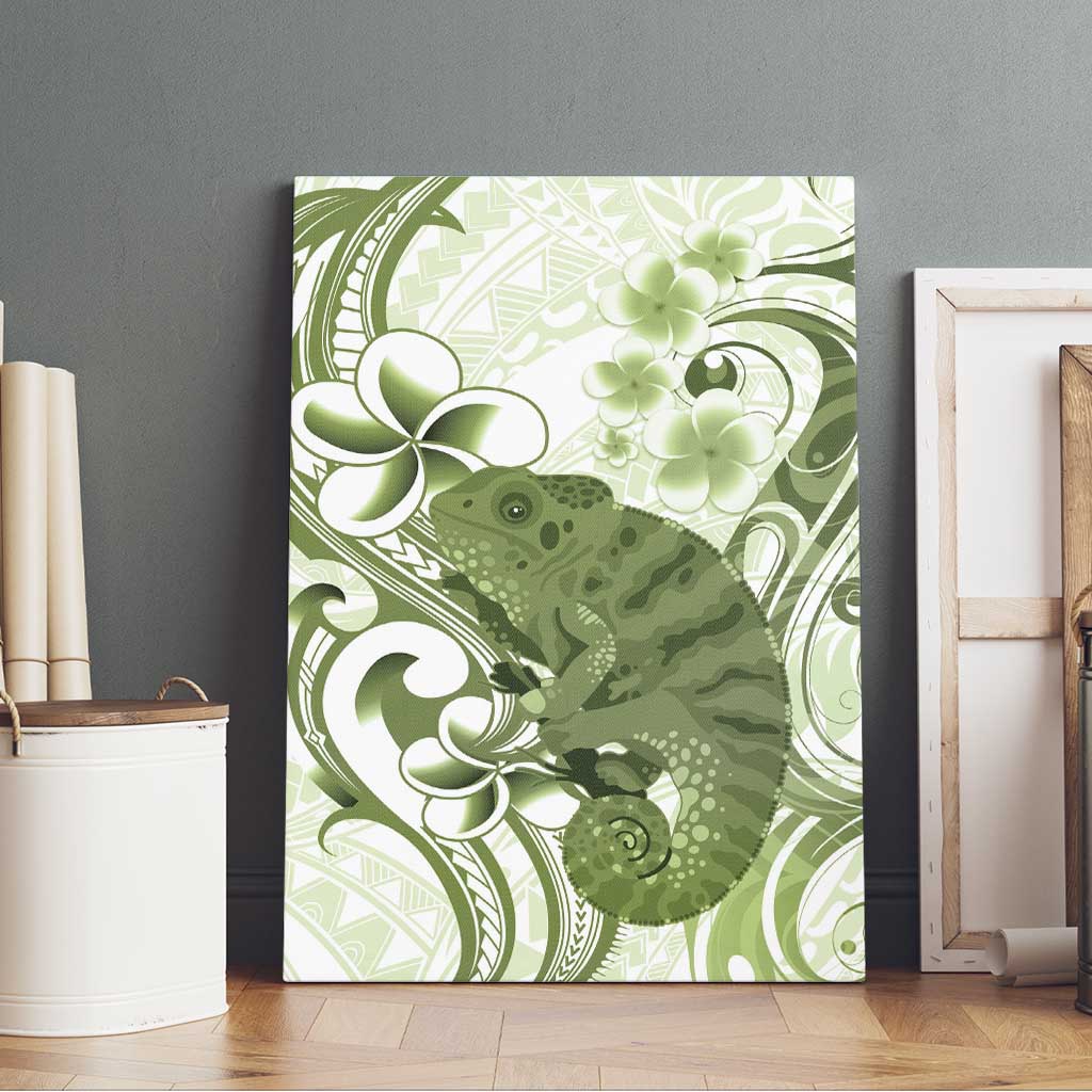 Green And White Hawaii Chameleon Canvas Wall Art Plumeria Polynesian Tribal Art LT14 - Polynesian Pride