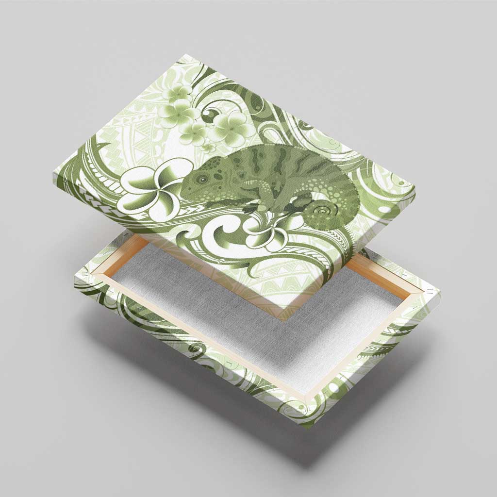 Green And White Hawaii Chameleon Canvas Wall Art Plumeria Polynesian Tribal Art LT14 - Polynesian Pride