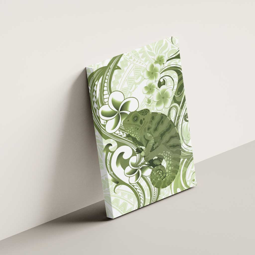 Green And White Hawaii Chameleon Canvas Wall Art Plumeria Polynesian Tribal Art LT14 - Polynesian Pride