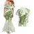 Green And White Hawaii Chameleon Couples Matching Mermaid Dress and Hawaiian Shirt Plumeria Polynesian Tribal Art