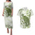 Green And White Hawaii Chameleon Couples Matching Puletasi and Hawaiian Shirt Plumeria Polynesian Tribal Art