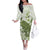 Green And White Hawaii Chameleon Family Matching Off The Shoulder Long Sleeve Dress and Hawaiian Shirt Plumeria Polynesian Tribal Art