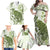 Green And White Hawaii Chameleon Family Matching Off Shoulder Maxi Dress and Hawaiian Shirt Plumeria Polynesian Tribal Art