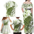 Green And White Hawaii Chameleon Family Matching Off Shoulder Maxi Dress and Hawaiian Shirt Plumeria Polynesian Tribal Art